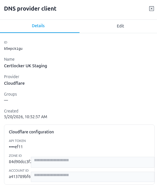 Cloudflare DNS provider client configuration